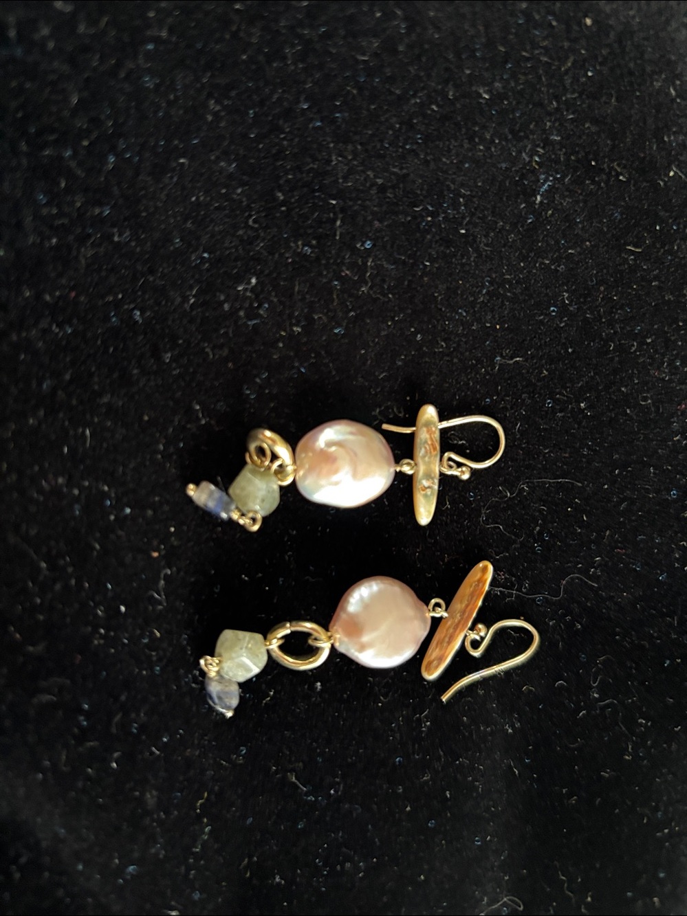 Freshwater Pearl and Labradorite Drop Earrings - Pink Pearl